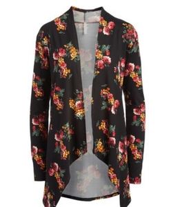 Cool Melon Velour Feel Floral Open Cardigan